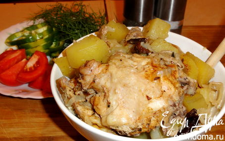 Рецепт Курица с картофелем и черносливом запеченная в БАНКЕ.