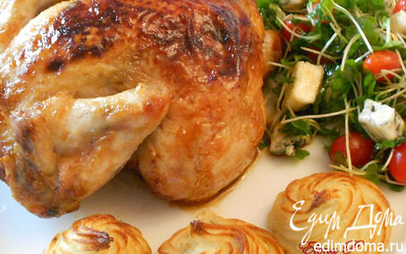 Рецепт Цыпленок в глазури с картофельными "розочками"
