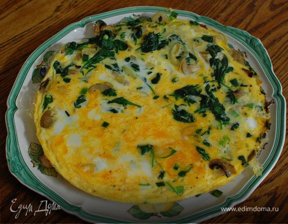 Фриттата с грибами и шпинатом 