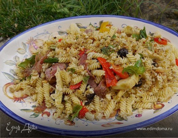 Паста с салями и артишоками 