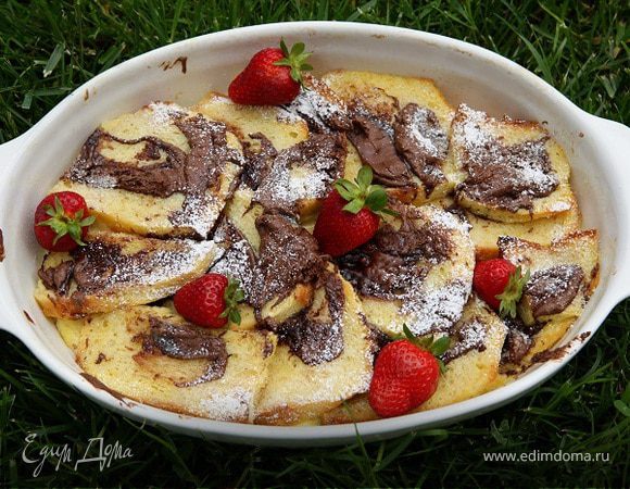 Шоколадно-ванильный хлебный пудинг 