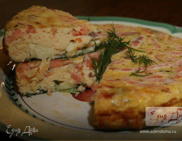 Фриттата с семгой, укропом и сыром