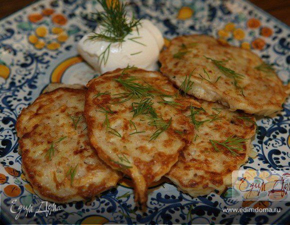 Овсяные оладьи с картофелем, сыром и беконом