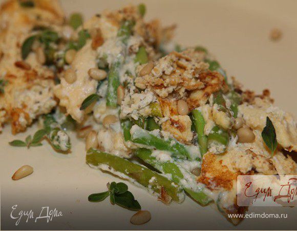 Омлет де люкс со спаржей и кедровыми орехами