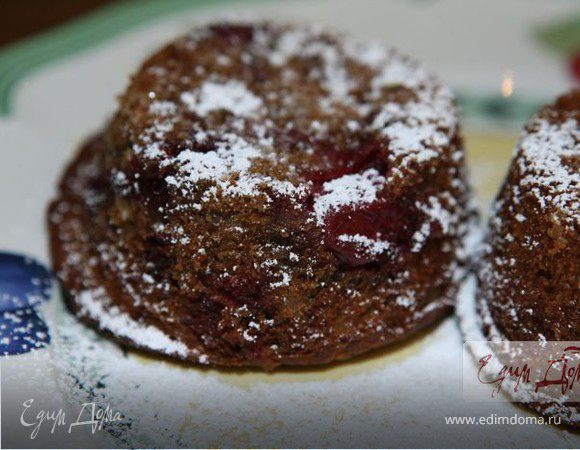 Маффины с гречневыми хлопьями и вишней