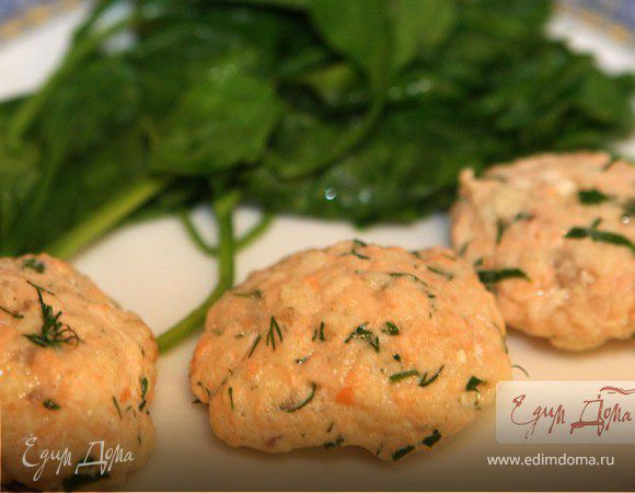 Паровые рыбные котлетки со шпинатом