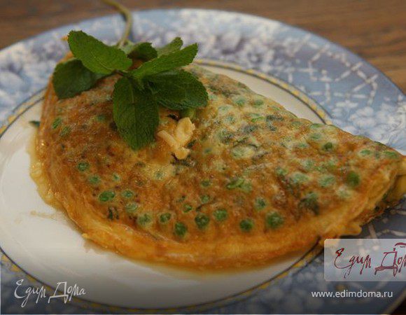 Мятный омлет с зеленым горошком