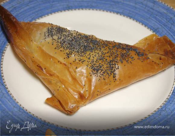 Самоса из теста фило с курицей, овощами и карри 