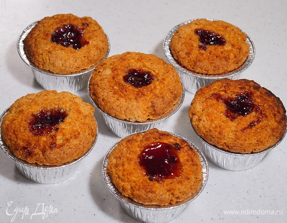 Кексы на овсяном молоке с джемом 