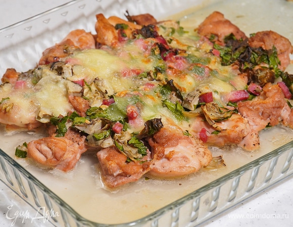 Запеченное куриное филе с артишоками и моцареллой