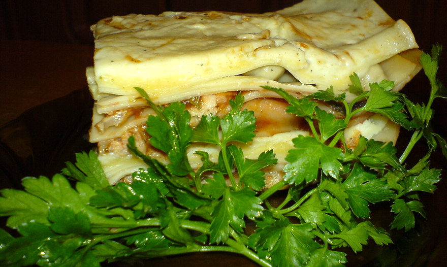 Моя лазанья с овощами, грибами и мясом