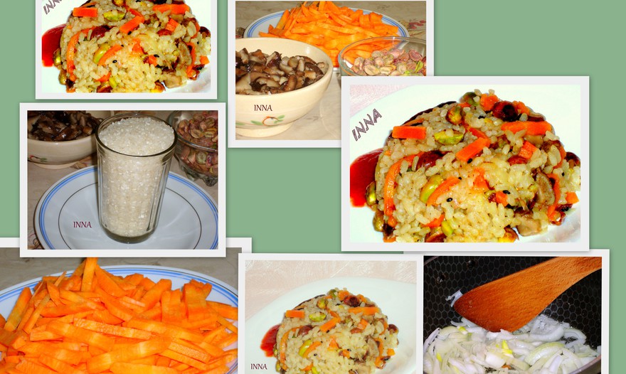 Рис с грибами и фисташками ( постный)