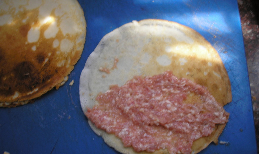 Блинчики  с  мясом