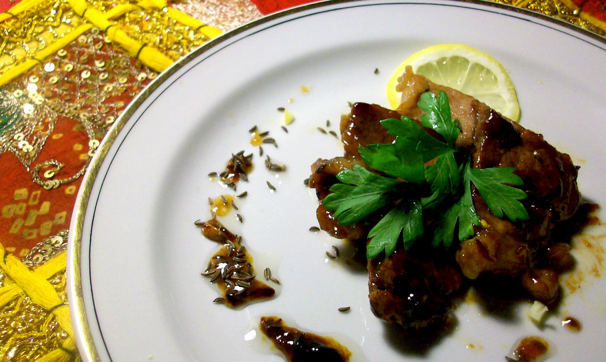 Божественная свинина в лимонно - тминном соусе