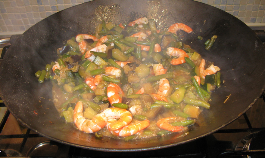 Овощи с креветками