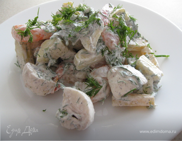 Салат с креветками и яблоком (Salad with shrimps &amp; apple)