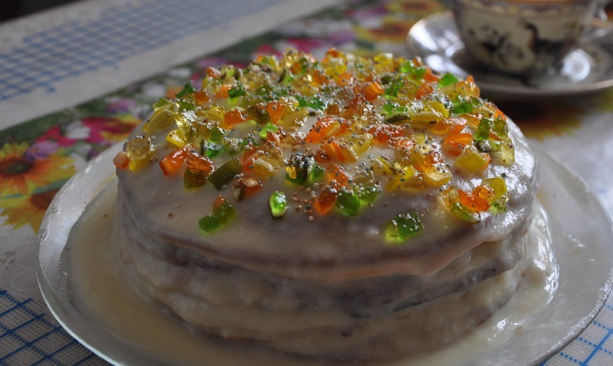 Блинный торт с лимонным кремом на Масленицу