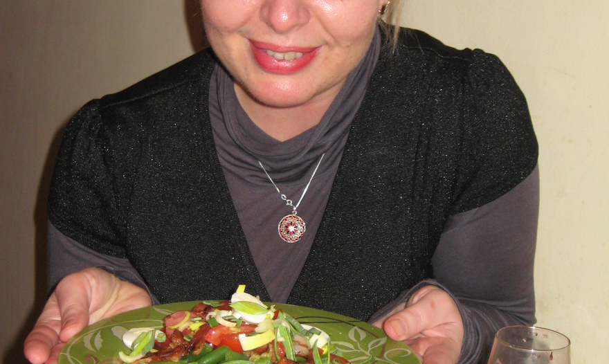 Легкий салат с беконом