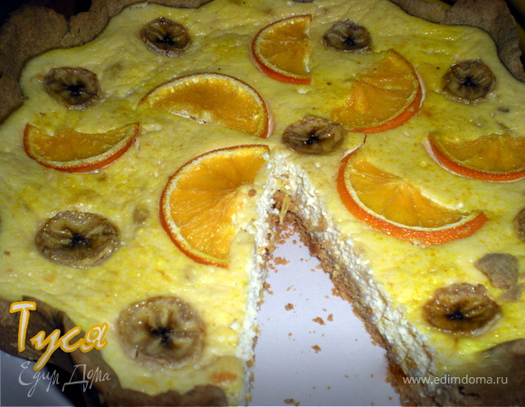 Ржаной тарт с апельсином и бананом