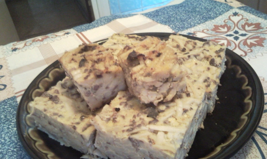 Бабка из лапши с потрошками.