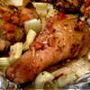 Курица под горчичным маринадом, запечённая с овощами