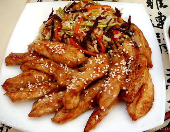 Курица Якинику с рисом и овощами