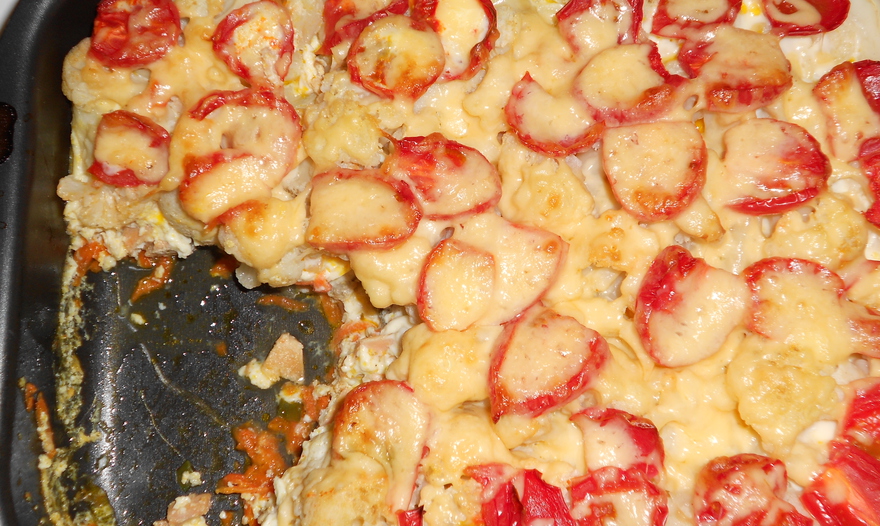 Цветная капуста, запеченная с лососем