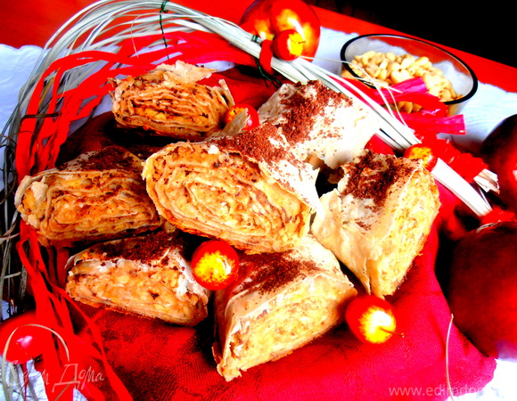 Быстрый яблочный штрудель с домашней арахисовой пастой для tatyana
