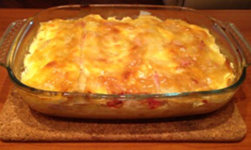 Рыбная лазанья с фенхелем и запеченным перцем