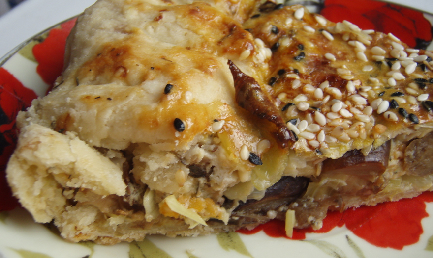 Тосканский пирог с картофелем, грибами и пореем