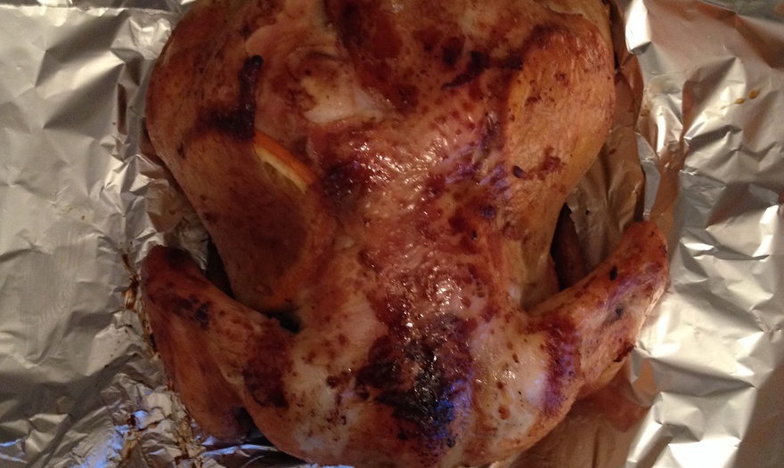 Новогодняя курица, запеченная с апельсинами