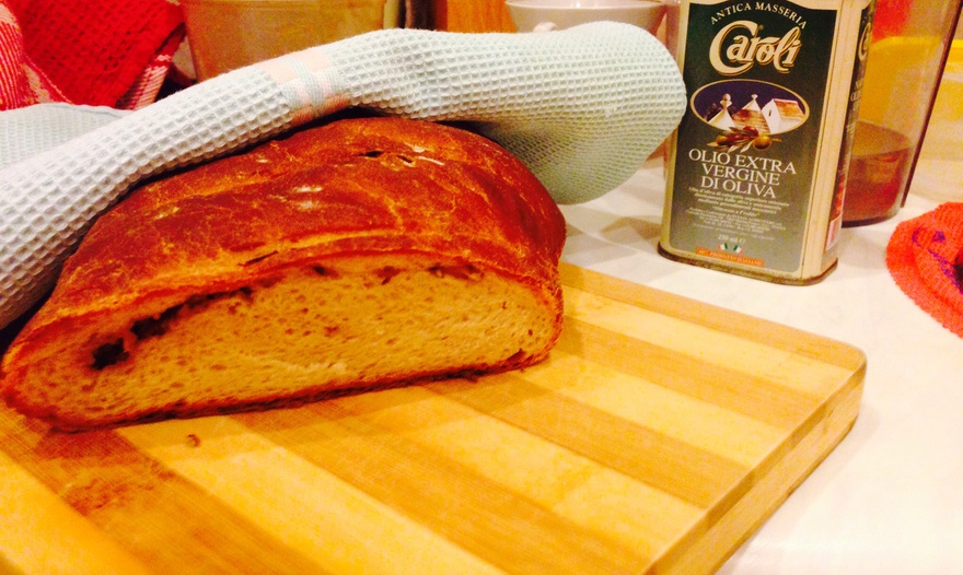 Ароматный хлебец на кефире с грецкими орехами