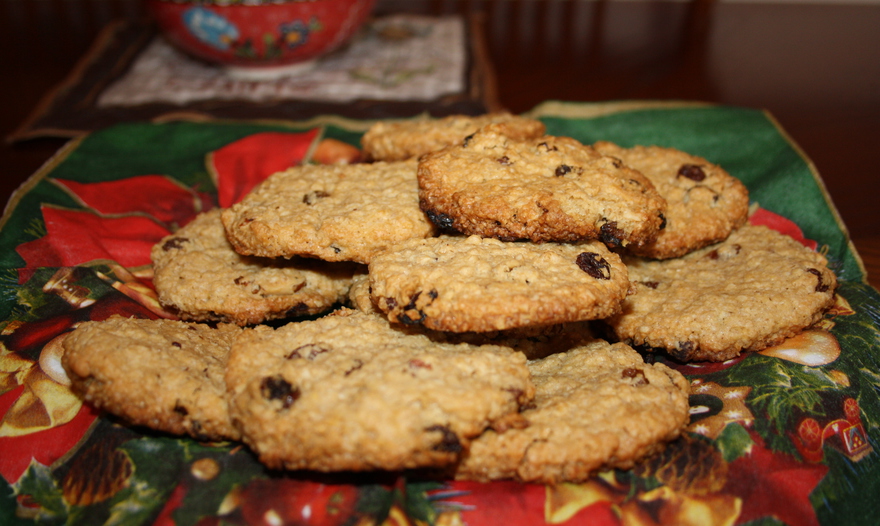 Овсяное печенье с пеканом и клюквой  