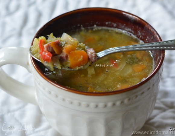Вкусный Рецепт: Гороховый суп с копченой рулькой