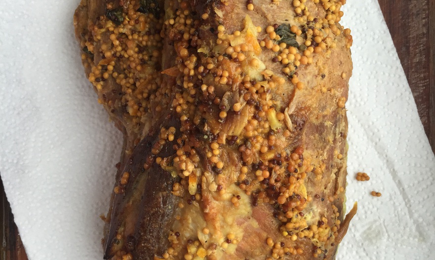 Свинина, запеченная в апельсиновом джеме с горчицей 