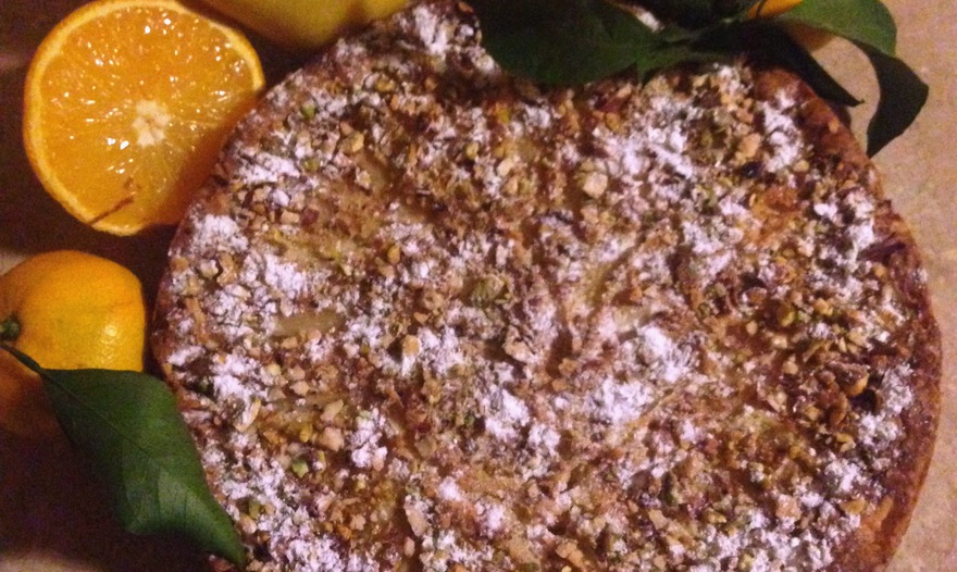 Цитрусовый пирог с грушей 