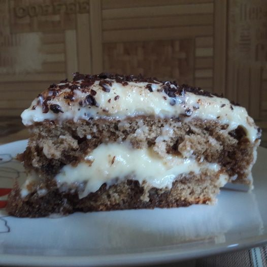 Бисквитный торт с заварным кремом