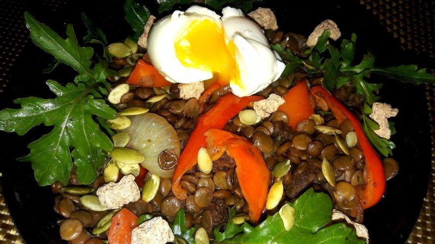 Чечевичный салат с отрубями 