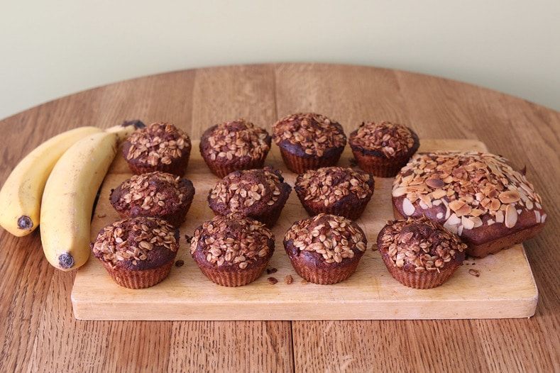 Банановые маффины с овсяными хлопьями