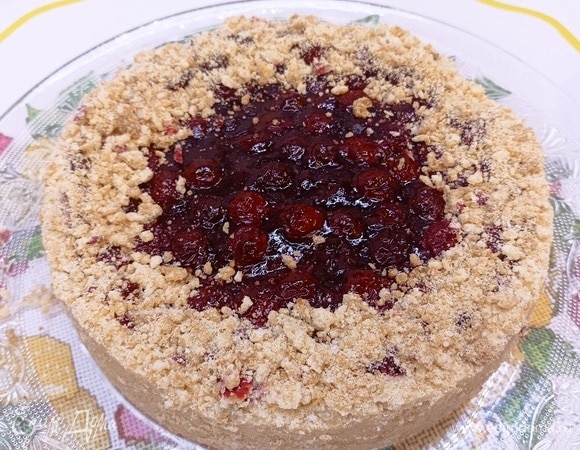Творожно-ванильный пирог с вишней