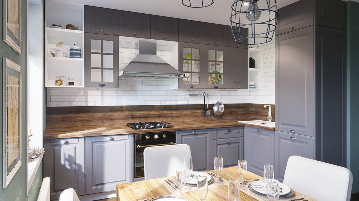 Компоновка кухни: секции под потолок или без верхних шкафов Компоновка кухни: секции под потолок или без верхних шкафов