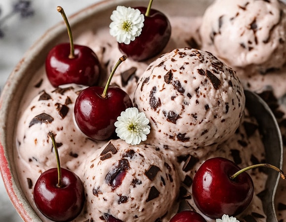 Сливочное мороженое с черешней и горьким шоколадом: летний десерт с сезонной ягодой