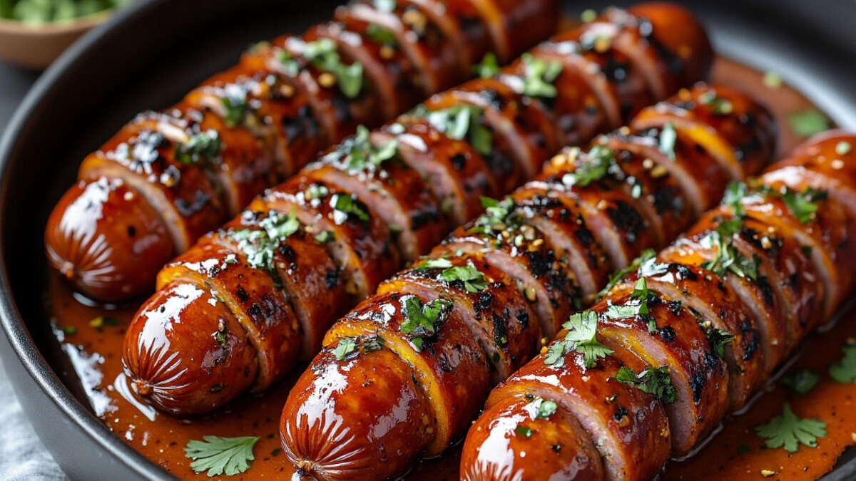 Идеально для пикника — рецепт запеченных колбасок с медовым соусом 