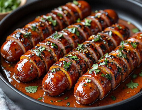 Идеально для пикника — рецепт запеченных колбасок с медовым соусом 