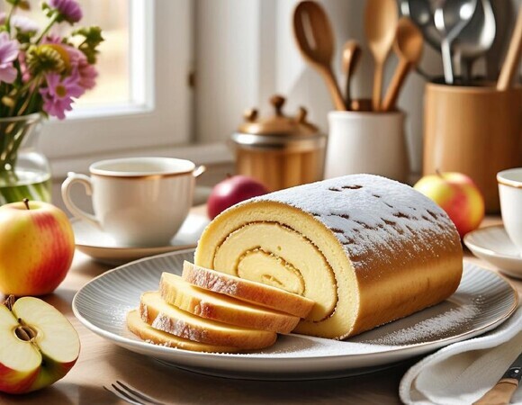"У свекрови нашла рецепт": переосмысливаем шарлотку и сворачиваем ее в рулет — необычная яблочная выпечка подана!