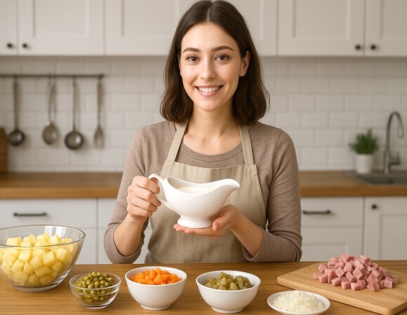 Обновляем оливье к Новому году, не меняя состав: шеф-повар назвала лучшие заправки к салату — от легких до изысканных Обновляем оливье к Новому году, не меняя состав: шеф-повар назвала лучшие заправки к салату — от легких до изысканных