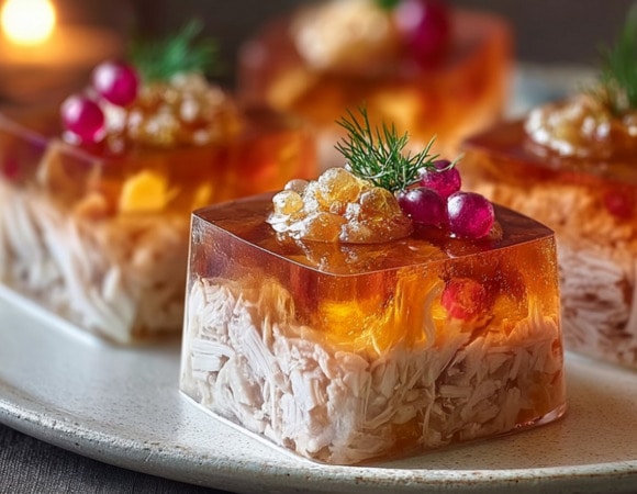 Подаем холодец по-новому — порционно и с шапочкой из желе из хрена: такой тренд мы одобряем