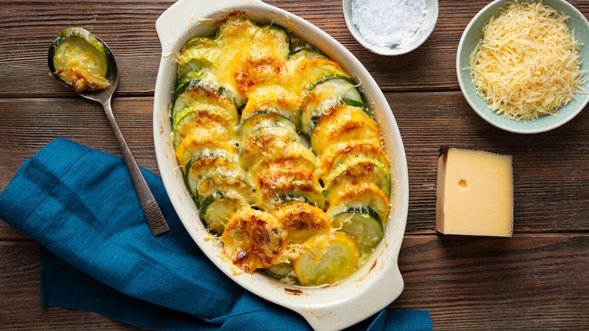 Кабачковый гратен вместо картофельного: меньше калорий, меньше соли, меньше крахмала