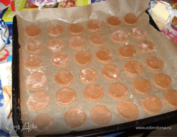  Проложить пергаментом два противня. Взбить масло и сахар, продолжая взбивать, добавить яйцо и молоко. Просеять муку и какао порошок, постепенно замесить мягкое тесто с помощью рук.

2. Раскатать тесто на столе, слегка посыпанном мукой до толщины 5 мм вырезать из него кружки. Положить их на противень и запекать в разогретой духовке при 180 гр С  в течение 10-12 мин.

3. Дать печенью остыть в течение нескольких минут на противне, затем переложить на решетку и полностью охладить.

4. Чтобы сделать глазурь, соединить сахарную пудру с апельсиновым соком, чтобы получилась довольно густая смесь. Класть глазурь чайной ложкой на каждое печенье и дать застыть. Украсить долькой тонко нарезанного апельсина и побрызгать сверху растопленным шоколадом. Оставить шоколад застыть и подавать печенье.
