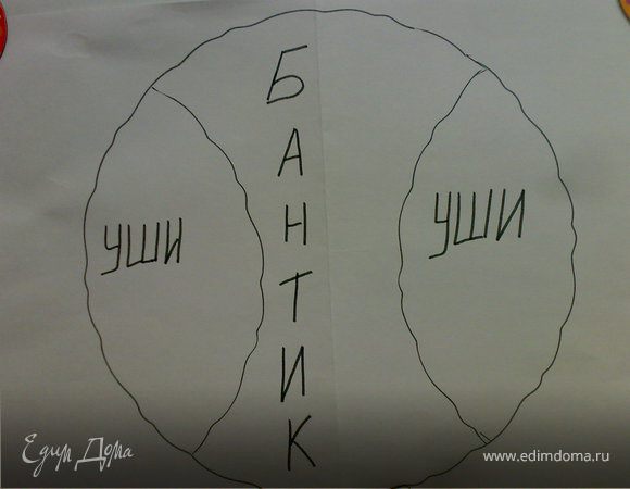 Берем 2 корж,вырезаем из него уши и бантик.
